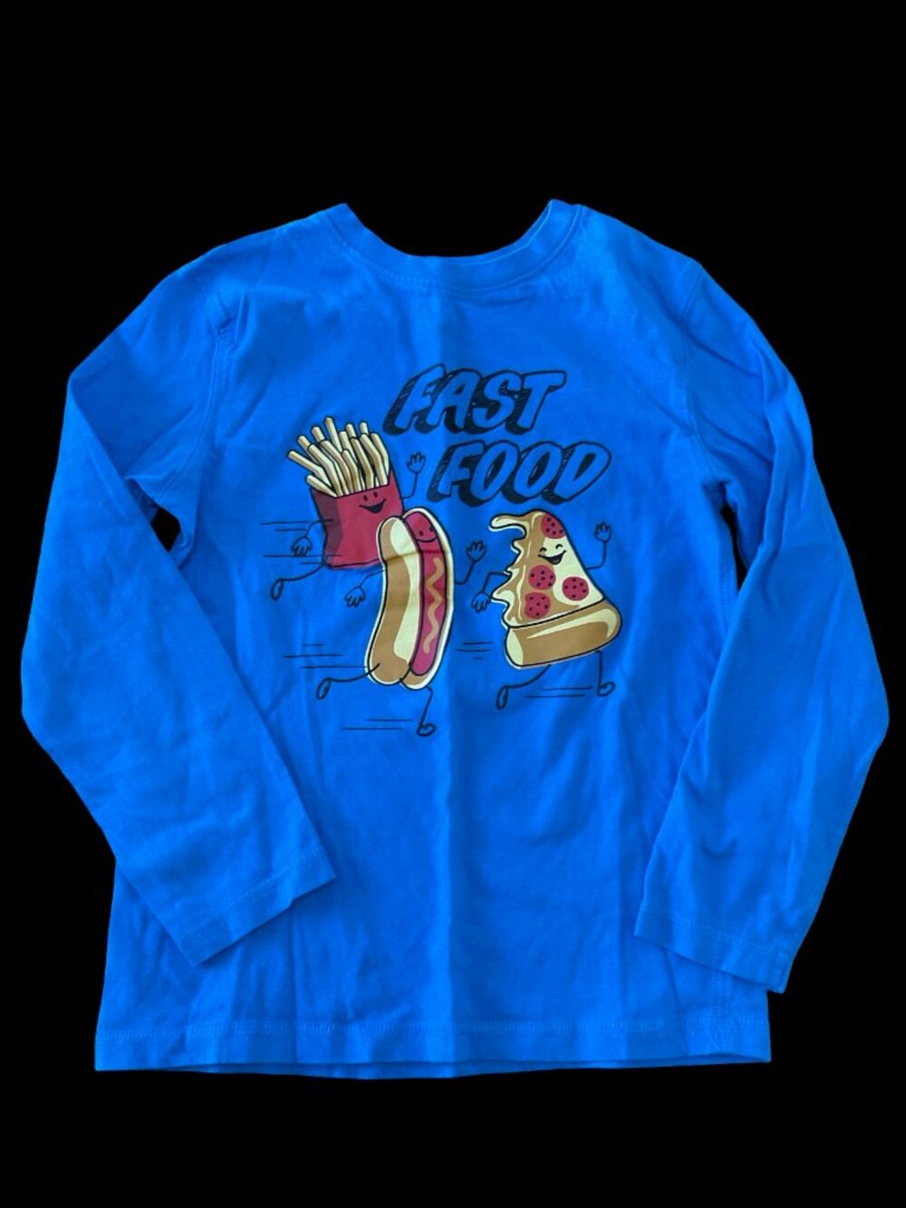🌻10/$25 - Blue Long Sleeve Tee w/ Fast Food Graphic